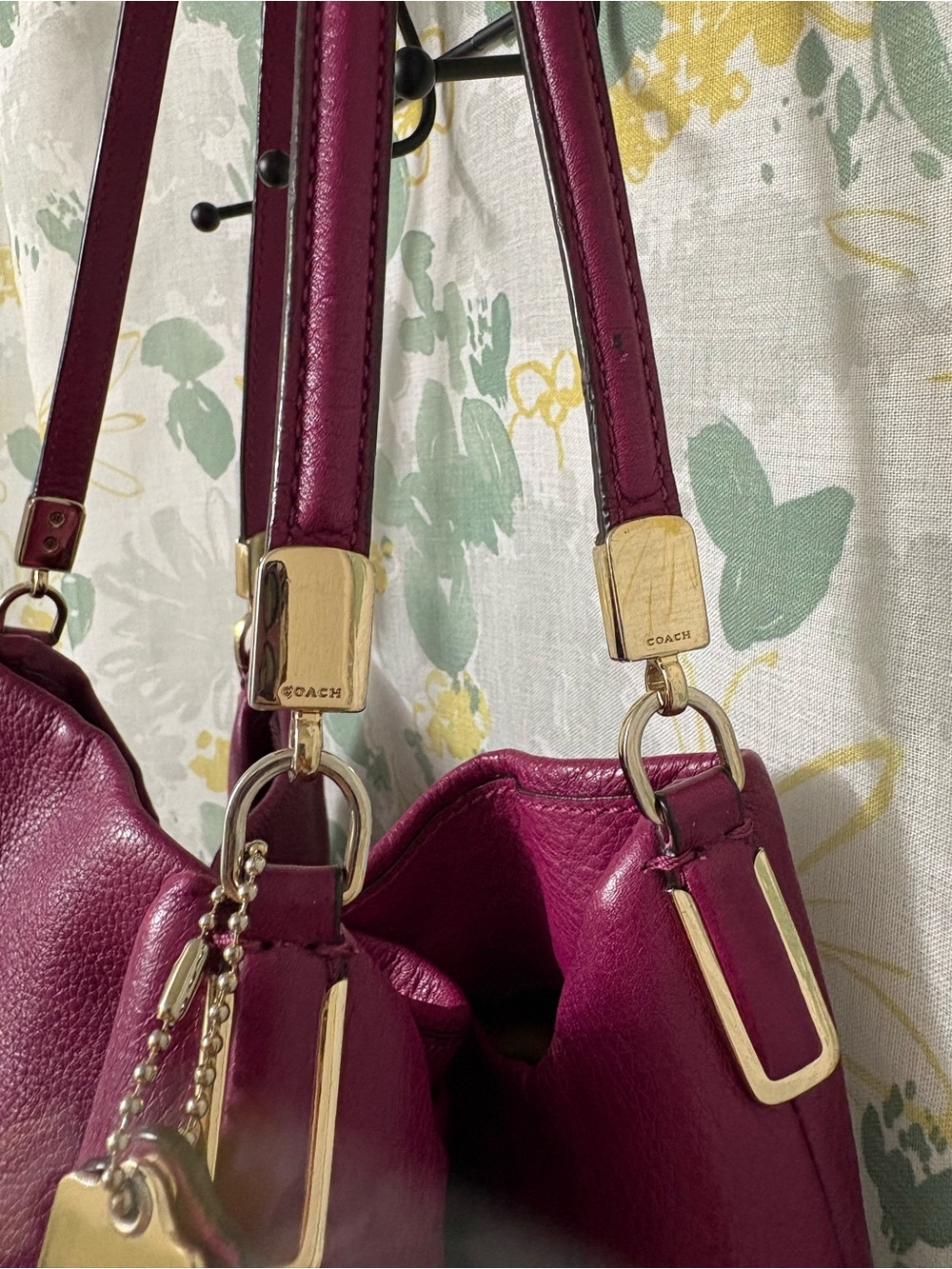 COACH Madison Phoebe Tumbled Hot Pink Leather 3 Section Shoulder Bag VINTAGE - Picture 14 of 15